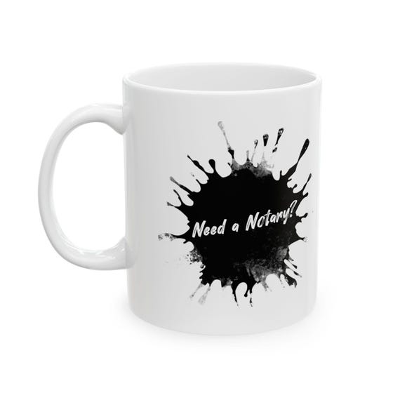 Ceramic Mug - Notary Ink Splash Design, Lawyer Gift, Legal Professional, Law Graduate, Unique Office Decor, Attorney Present