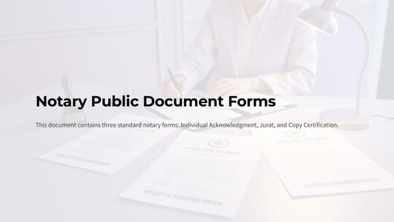 Printable Notary Certificates Set – Individual Acknowledgment, Jurat, Copy Certification | Notary Public Forms – Instant Download PDF