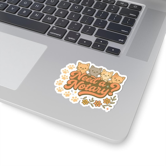 Cute Cat Notary Kiss-Cut Stickers | Pet Lover Gifts, Office Decor, Planner Stickers, Fun Home & Work Accessories