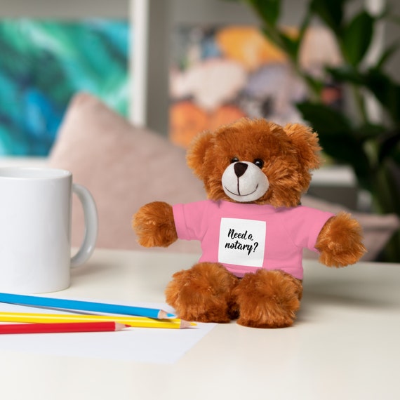 Stuffed Notary Animals with Tee.Available animals: Panda, Lion, Bear, Bunny, Jaguar, and Sheep.
