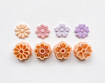 Spring Flowers Polymer Clay Cutters, Embossing Cutters for Polymer Clay, Cutters for Flower Earrings, Polymer Clay Tools, Flower Cutter Set