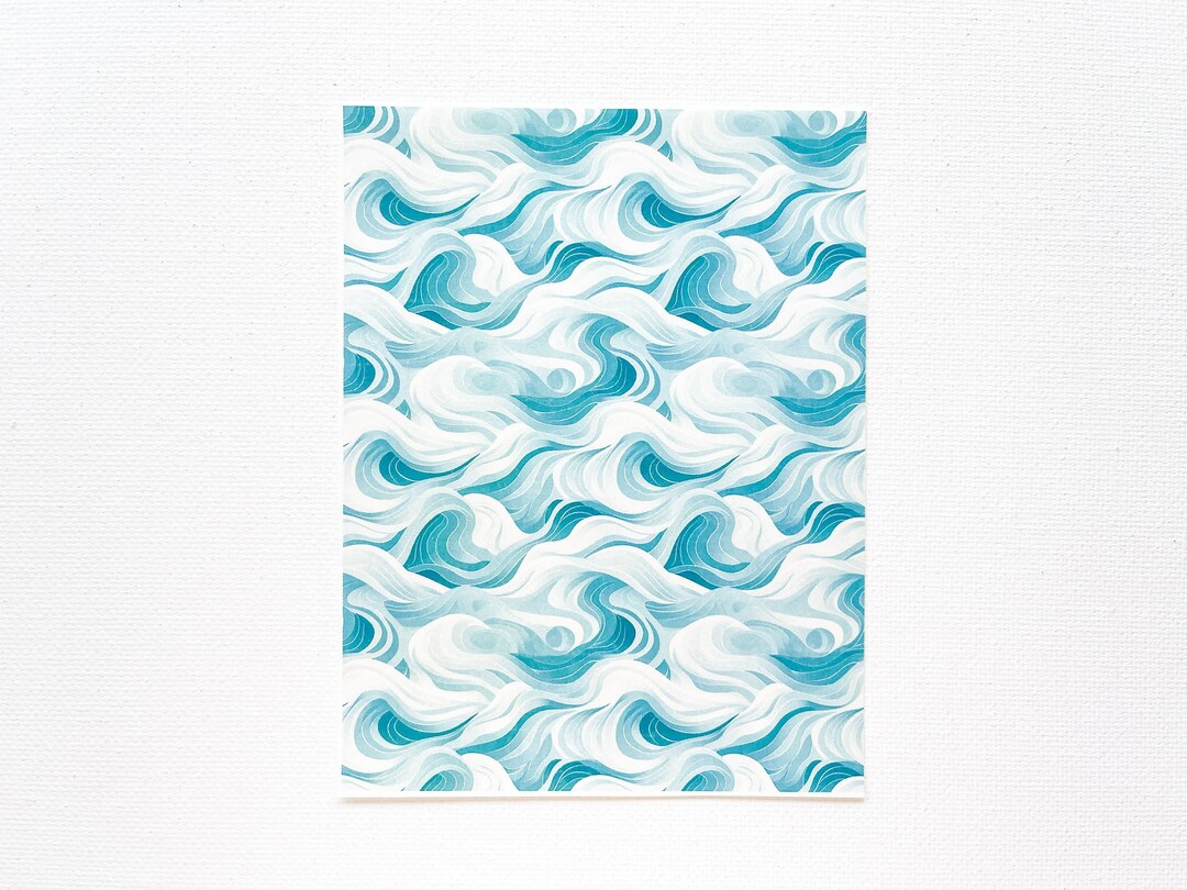 Blue Abstract Wave Pattern Transfer Sheet for Polymer Clay, Paper ...