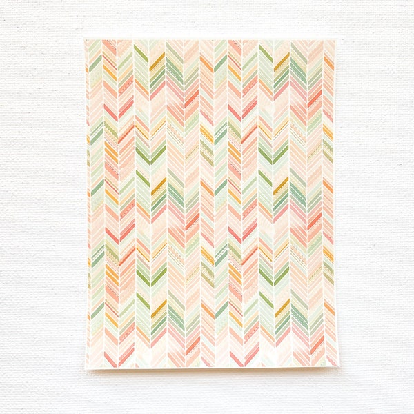 Geometric Pattern Polymer Clay Transfer Paper, Green Pink Yellow Transfer Sheet, Water-Soluble Transfer Paper, Chevron Pattern