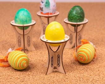 Personalized Wooden Easter Egg Stand: Laser Engraved Birch Plywood