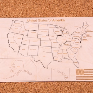 USA USA Holzlandkarte, Puzzle, Geschenk für Kinder, Lernspielzeug