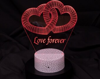 Personalized Hearts Night light Custom Engraved Led Neon Sign Stand Table Lamp Unique Wedding Gift