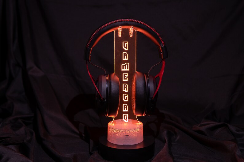 Personalized Gamer Streamer Tag LED Headphone Holder Stand Etsy