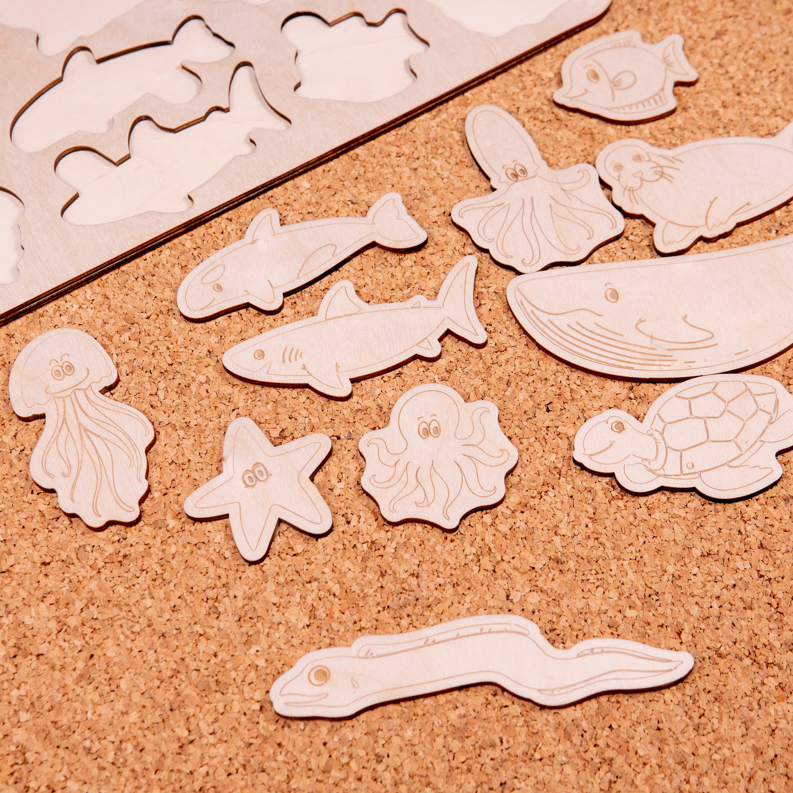 Children's Educational Wooden Puzzle With Sea Animals Gift for Kids - Etsy