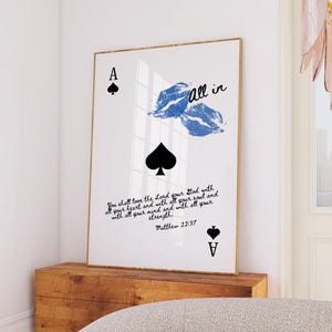 Mateus 22:37 l Download digital | Ame o Senhor | Arte de parede cristã moderna | Pôster para impressão | Carta de baralho Preppy Chic | Escritura retrô