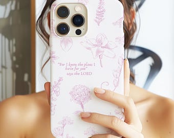 For I know the plans | Jeremiah 29:11 | Pink Christian Phone Case | Bible Verse Case | Vintage | Iphone Android 13 14 15 16 17 plus pro max