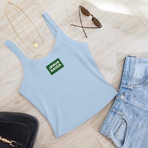 Jesus Saves | Daily Drills | Christian Tank Top | Spaghetti Strap | Trendy Shirt Minimalist Gift Tank Faith Jesus | Teen aesthetic preppy
