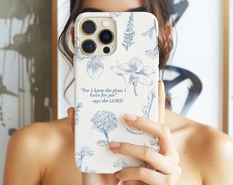 Jeremiah 29:11 | For I know the plans | Blue Christian Phone Case | Bible Verse Case | Vintage | Iphone Android 13 14 15 16 17 plus pro max