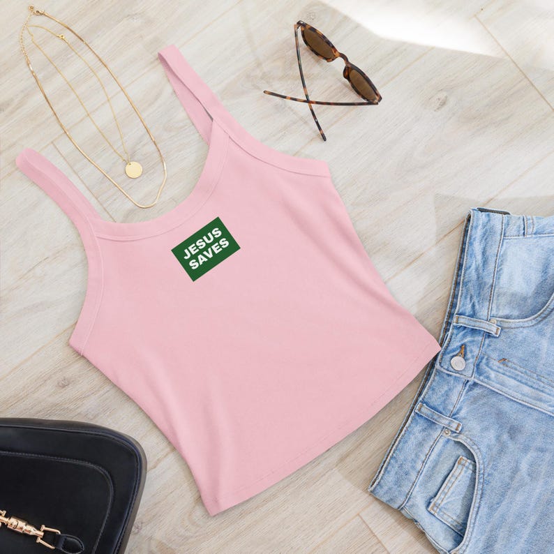 Jesus Saves | Daily Drills | Christian Tank Top | Spaghetti Strap | Trendy Shirt Minimalist Gift Tank Faith Jesus | Teen aesthetic preppy