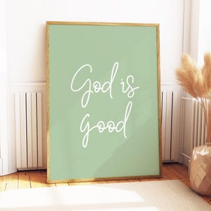 God is Good | Physical Print | Preppy Wall Art | Bible verse print | Modern Scripture decor | Christian wall art | wall decor | Green poster