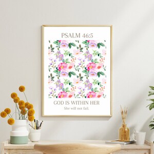 Psalm 46:5 | Digital Download | God is within her | Christian modern wall art | Wall print