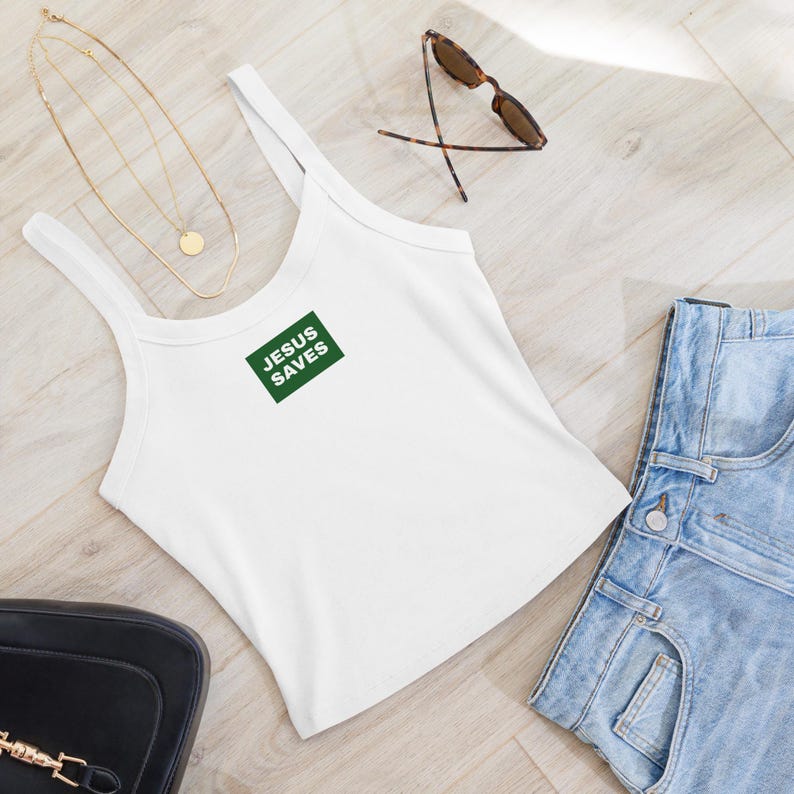 Jesus Saves | Daily Drills | Christian Tank Top | Spaghetti Strap | Trendy Shirt Minimalist Gift Tank Faith Jesus | Teen aesthetic preppy