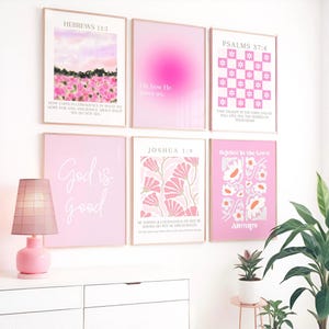 Póster físico / Colección rosa / Arte mural cristiano / Arte mural con versículos bíblicos / Arte mural cristiano moderno minimalista / Impresión sin marco
