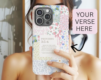Custom Bible Verse Phone Case | Scripture Girly | Iphone Android 13 14 15 16 17 plus pro max | coquette cottage preppy | Christian girl gift