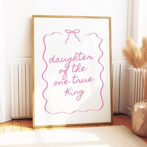 Daughter of the King | Digital Download | Christian Bible Verse Wall Art | Preppy | Wall Decor | trendy girly poster | Coquette Pink Bows