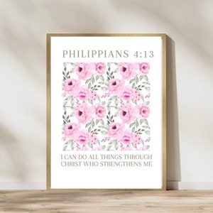 Philippians 4:13 | Digital Download | I can do all things through Christ | Modern Christian Printable Wall Art |  Bible Verse Wall Art