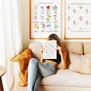 God Says I Am Floral Print | Christian Scripture Poster - Etsy