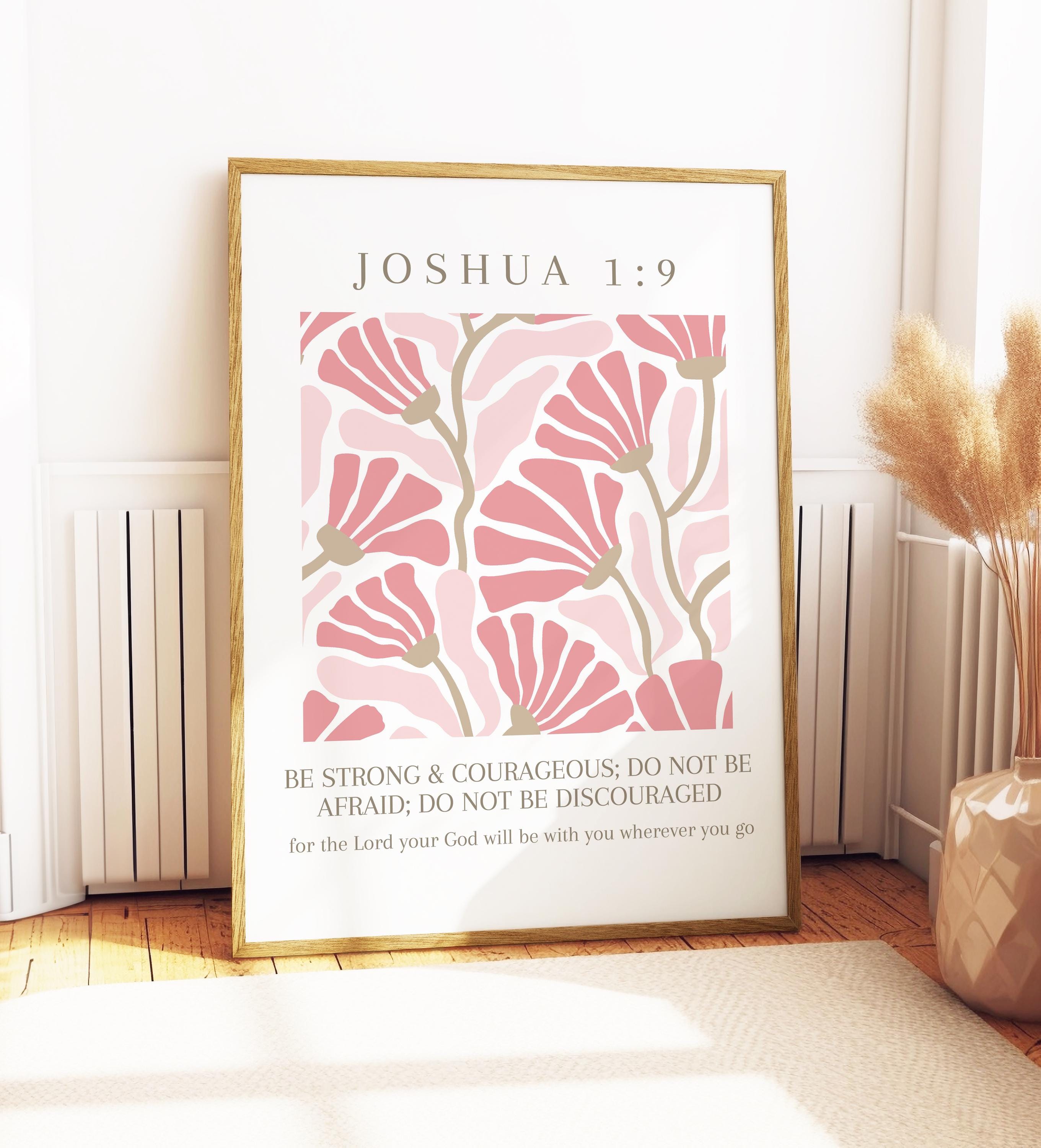 Joshua 1:9 | Digital Download | Be strong & Courageous | Red Scripture Wall Art | Minimalistic | Printable Christian Wall Decor | Trendy