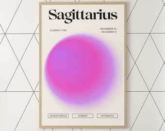 Sagittarius Zodiac Print, Star Sign Wall Art, Astrology Poster, Celestial Decor, Instant Download Printable