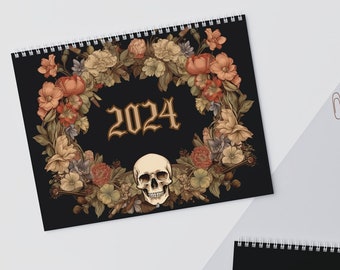 Skull Calendar (2024)! Wall Calendar, Skulls, Gothic, Cool Calendar.New Year's Gift, Holiday Present. Alternative,fun planner. Goth, Rocker!