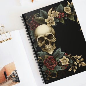 Gothic Schädel & Florals Notizbuch: Liniertes Line Journal, Goth Alt