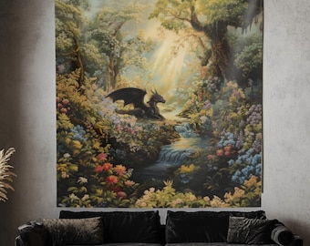 Dragon Tapestry.  Fantasy Indoor Wall Tapestries.  Dragon, Nature Wall Art.  Dragon Home Decor, Dorm, Office Art. Stunning Home Decoration.
