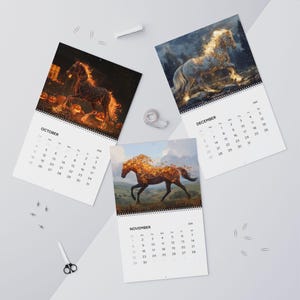 Wandkalender Feuerpferd, 2026 Wandkalender, Jahr des Feuerpferdes, Fantasy Pferde, mystische Western, Feuerpferde Bild 14
