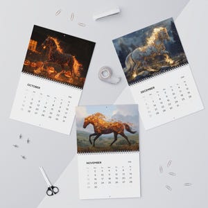 Wandkalender Feuerpferd, 2026 Wandkalender, Jahr des Feuerpferdes, Fantasy Pferde, mystische Western, Feuerpferde Bild 7