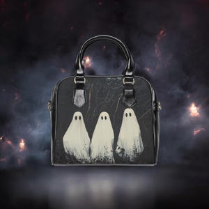 Gothic Ghosts Shoulder Handbag, Crossbody Purse for Halloween, Spooky Forest Bag, Haunted Purse, Mysterious Ghost Handbag, Gothic Crossbody