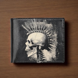 Gothic Punk Skull Bifold Wallet: Faux Leather Coin Pocket