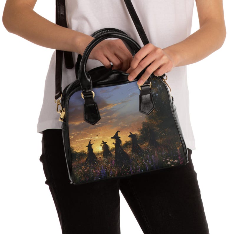 Witchy Purse Black Faux Leather Shoulder Handbag. Witches, Witchycore