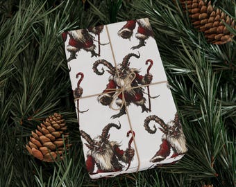 Krampus Gift Wrap, Scary Wrapping Paper, Creepy Unique Holiday Present Wrap, Christmas Gift Packaging, Horror Gift Paper!