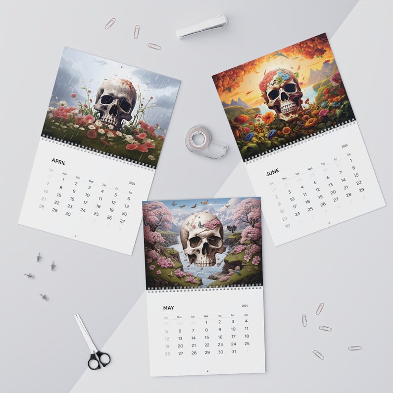 Skull Calendar 2024 Wall Calendar, Skulls, Gothic, Cool Calendar.new