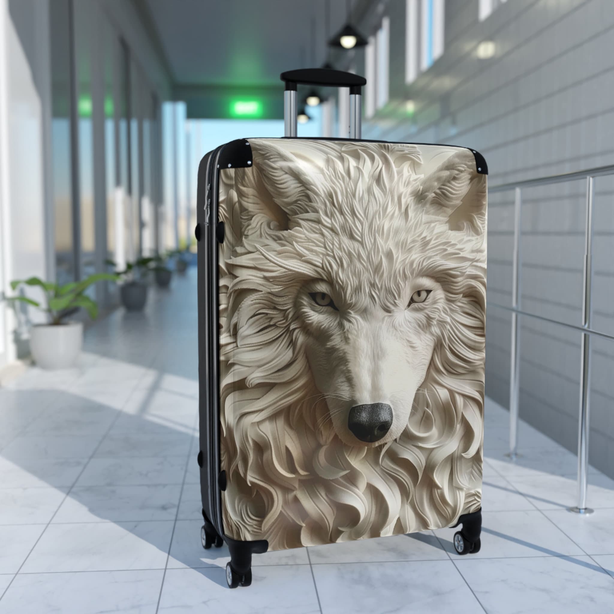 Wolf Suitcase White Dire Wolf Luggage, Hard Shell Suitcase, Stylish