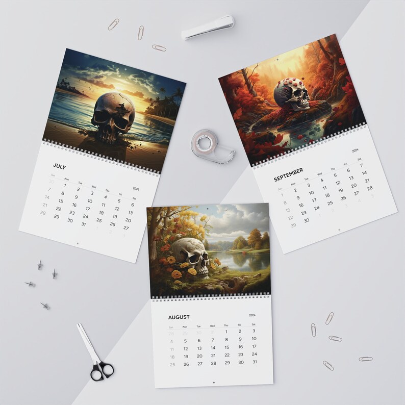 Skull Calendar 2024 Wall Calendar, Skulls, Gothic, Cool Calendar.new