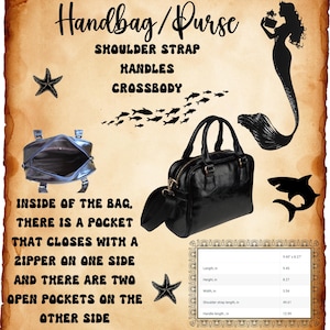 May include: Black handbag with a shoulder strap, handles, and crossbody option. The bag has a zipper pocket and two open pockets inside. Dimensions are 24.0 cm x 21.0 cm x 9.0 cm. Shoulder strap is 126.0 cm long, and the handle is 33.0 cm long.