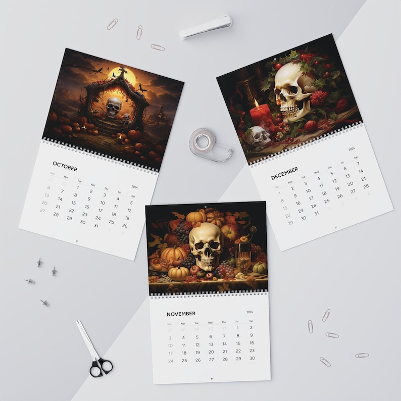 Skull Calendar 2024 Wall Calendar, Skulls, Gothic, Cool Calendar.new
