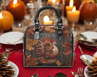 Faux Leather Turkey Shoulder Bag: Thanksgiving Holiday Purse