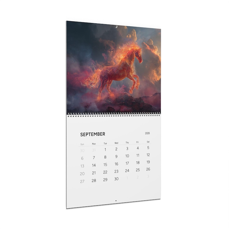 Wandkalender Feuerpferd, 2026 Wandkalender, Jahr des Feuerpferdes, Fantasy Pferde, mystische Western, Feuerpferde Bild 10