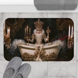 Regal Nutcracker King Bath Mat | Victorian Holiday Bathroom Decor, Elegant Bath, Unique Christmas Home Decor, Xmas Memory Foam Gift, Cute!