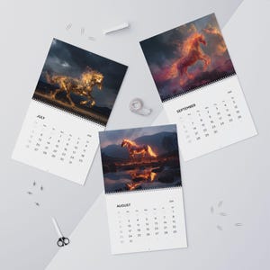 Wandkalender Feuerpferd, 2026 Wandkalender, Jahr des Feuerpferdes, Fantasy Pferde, mystische Western, Feuerpferde Bild 13