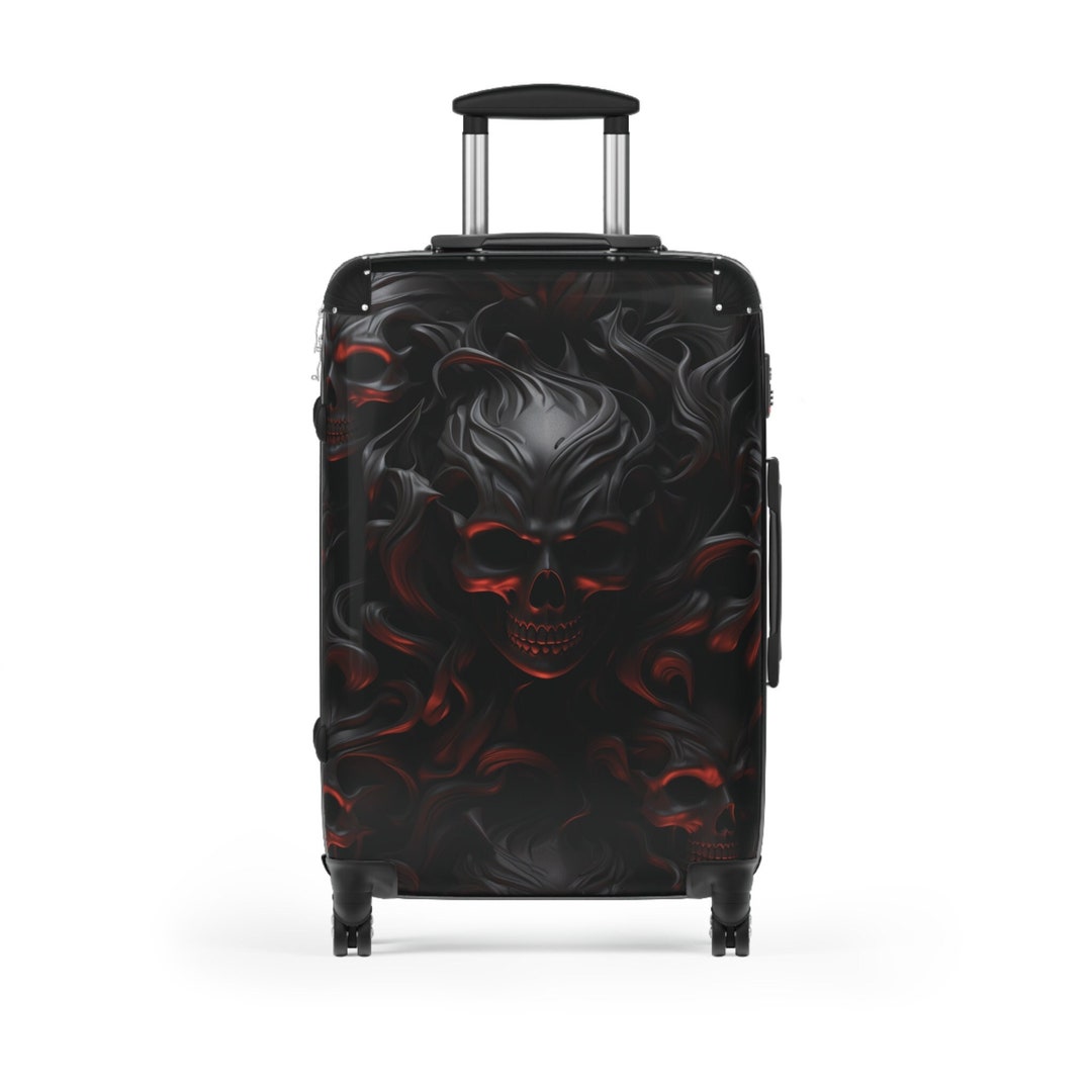 Skull Suitcase Black Hard Side Luggage With Skulls. Red Etsy