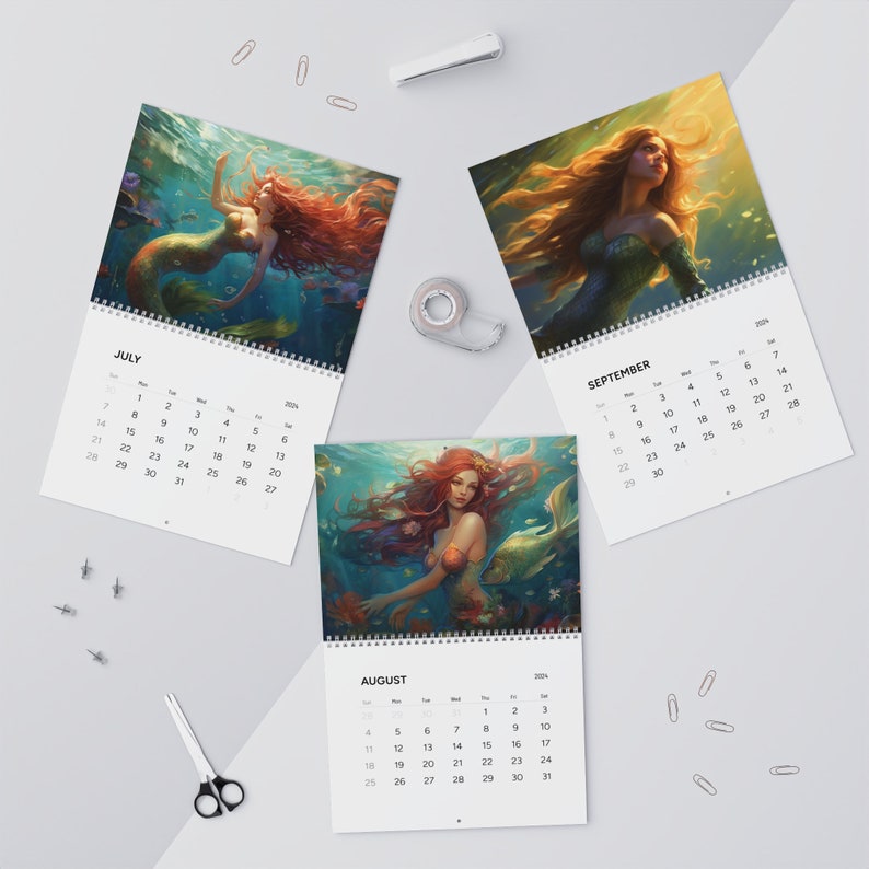 Mermaid Calendar 2024 Stunning, Mystical Mermaids 12 Month Calendar ...