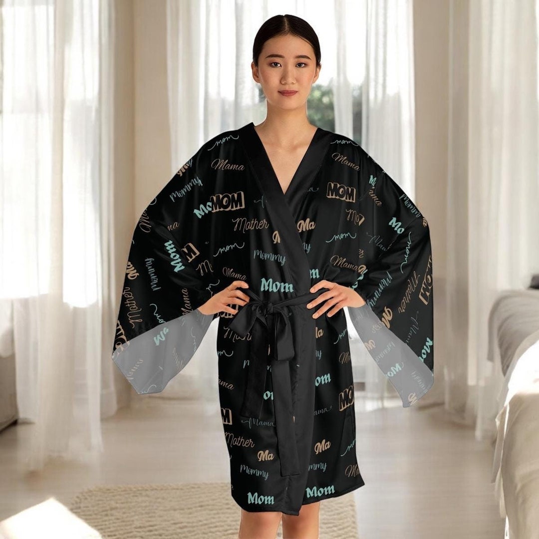 Mom Kimono Robe, Silky Poly Mama Loungewear, Mother's Day Gift, Long ...
