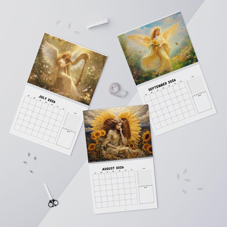 Angel-themed 2026 Wall Calendar, Mystical Angel Artwork Monthly Designs ...