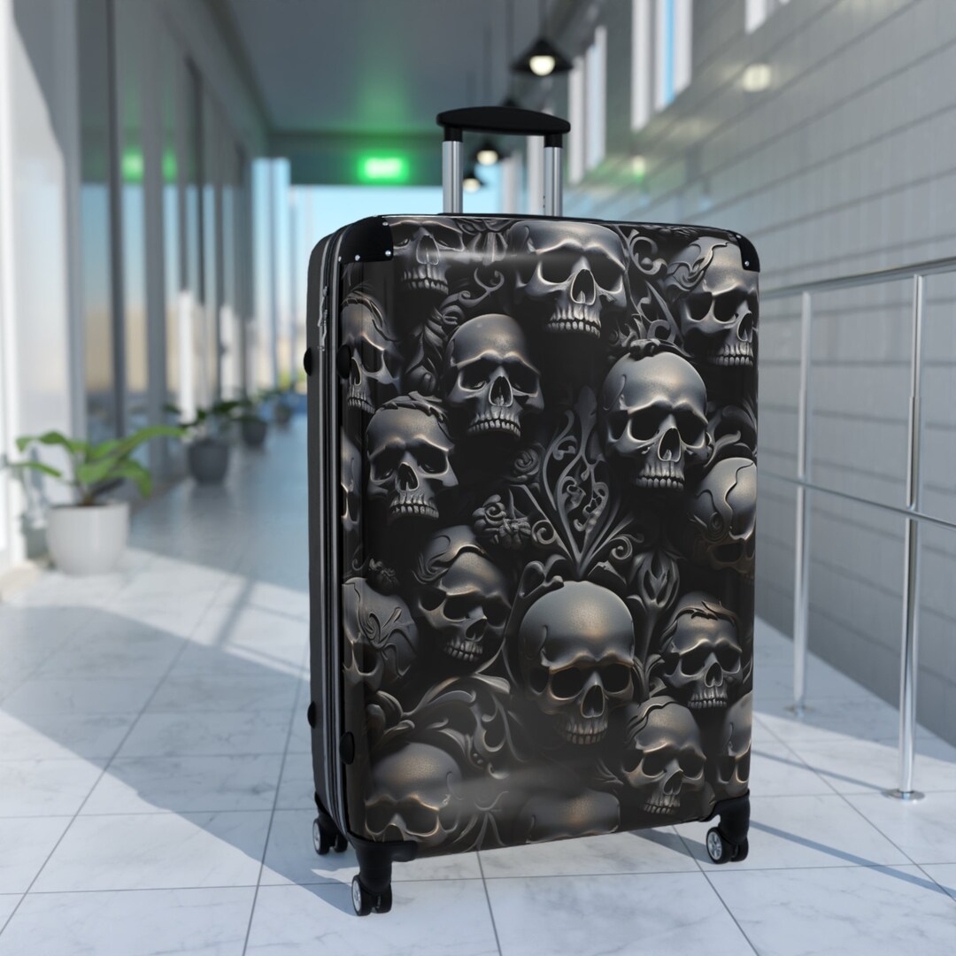 Dark Skull Suitcase. Gothic Luggage. Suitcase With Skulls. Luggage for